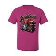 thumbnail image 2 of Wild Bobby, Smokin & Strokin Vintage Red Hot Rod and Motorcyle Cars and Trucks Men's Graphic T-Shirt, Fuschia, Medium, 2 of 3