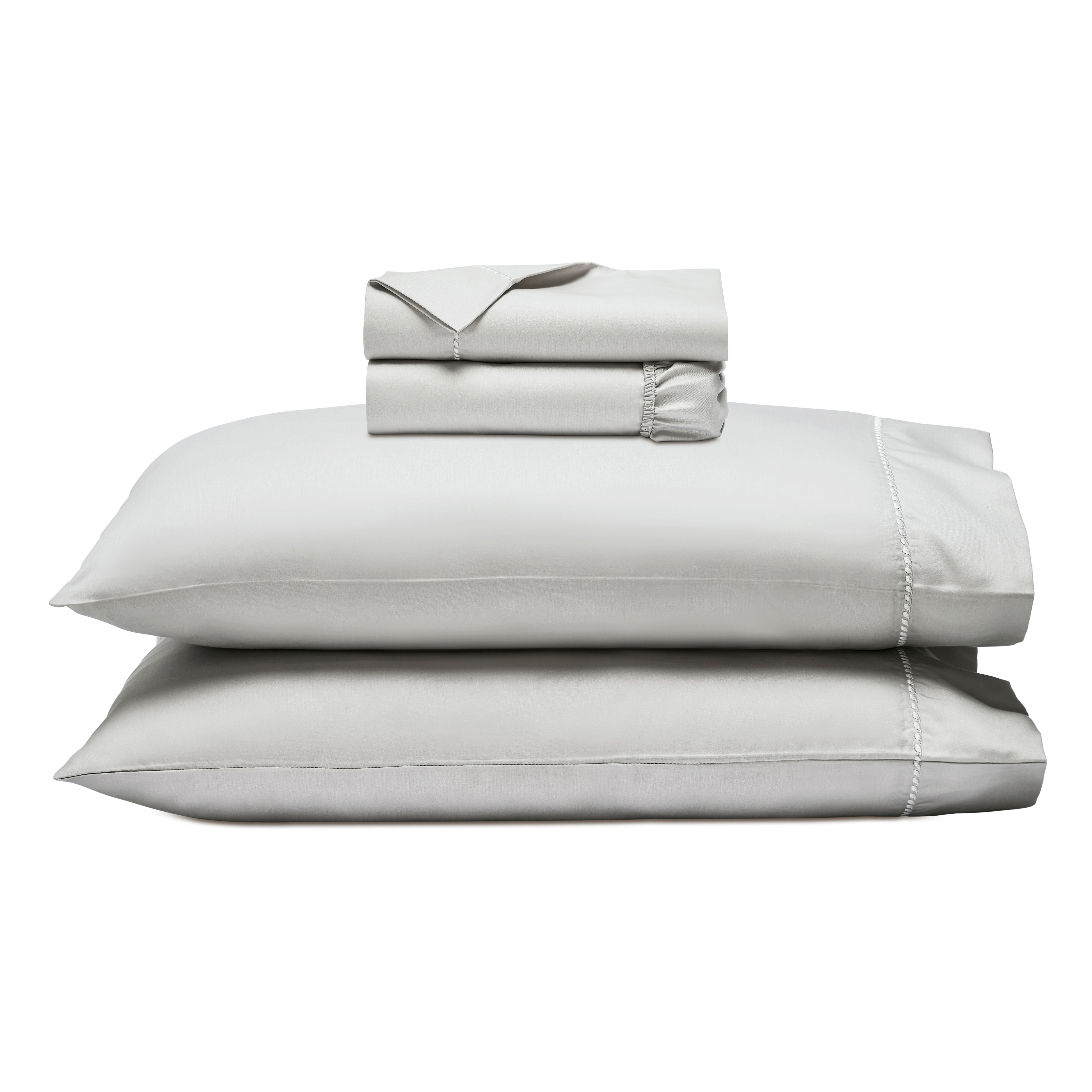 Superior Cotton Blend 600 Thread Count Dash Stitch Hem Sheet Set, Split King, Platinum