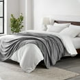 thumbnail image 2 of Bare Home Polar Fleece Heathered Bed Blanket - Lightweight - Premium Fleece - Double/Queen, Heathered Light Gray, 2 of 6