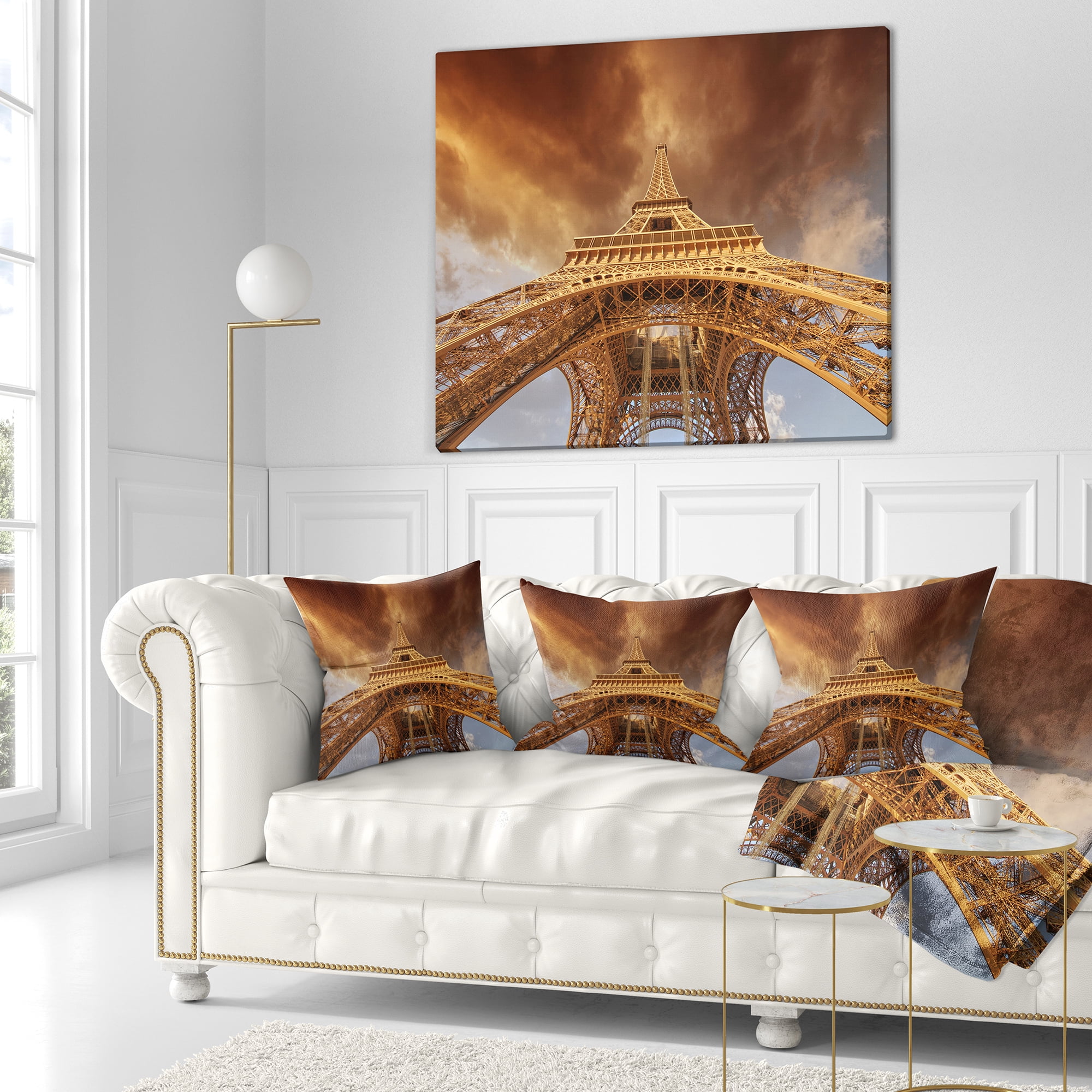 Designart Beautiful View of Paris Paris Eiffel Towerin Paris - Cityscape Throw Pillow - 16x16