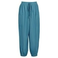 thumbnail image 2 of Plus Size Women's Solid Bow Knot Elastic Button Decor Casual Pants with Pockets, 2 of 14