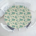 thumbnail image 3 of Ambesonne Vintage Rose Fitted Round Tablecloth, Grunge Bird and Leaves, 45"- 56" Diameter, Eggshell Seafoam, 3 of 5