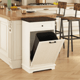 thumbnail image 2 of 10 Gallon Tilt Out Trash Cabinet Freestanding Trash Bin Cabinet Wood Garbage Recycling Cabinet with Hideaway Drawer Pet Proof Trash Can Holder for Kitchen Living Room, Antique White, 2 of 10