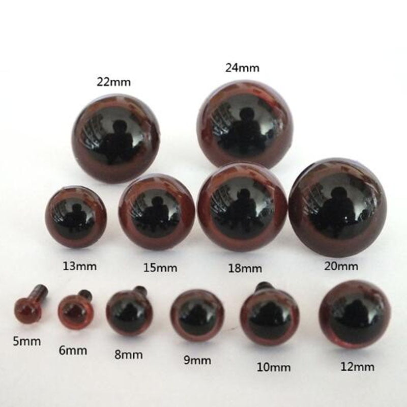 Mmucco 5-20Mm Brown Color Plastic Safety Eyes for Toys Multicolor Plush Animal Eye