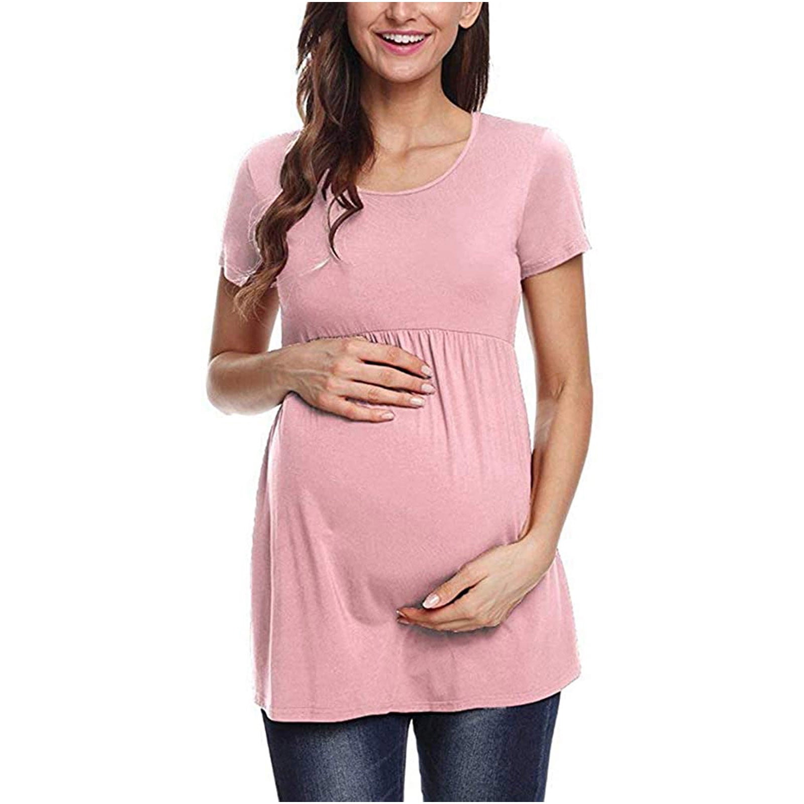 Jezero Women's 3 Pack Maternity Nursing Tops Short&Long Sleeve Round Neck Breastfeeding Tunic Shirts