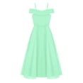 thumbnail image 4 of Kaerm Kids Girls Adjustable Spaghetti Strap Chiffon Dress Elegant Sleeveless Off Shoulder A-Line Mint Green 8, 4 of 5