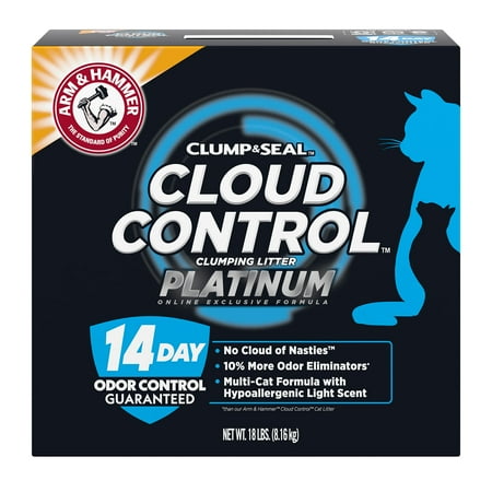 Arm & Hammer Cloud Control Platinum Multi-Cat Clumping Cat Litter with Hypoallergenic Light Scent, 14 Days of Odor Control, 18 lbs, Online Exclusive Formula S301