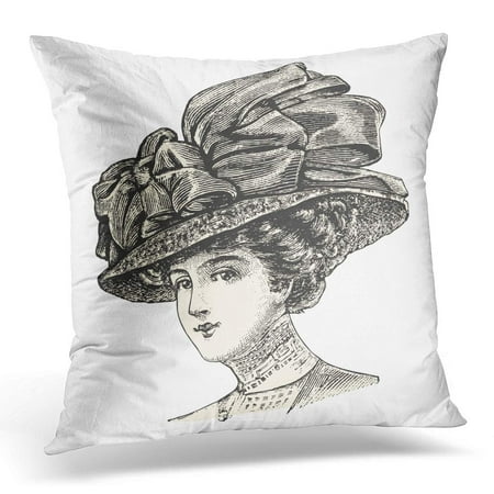 Catalogs For Home Decor French Country ECCOT Black Elegant Lady Wearing Large Hat Vintage Engraved Catalog of French Department Store Paris 1909 White Pillowcase Pillow Cover Cushion Case 20x20 inch ()