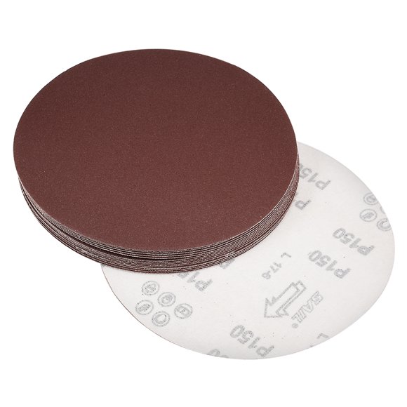 Uxcell 150 Grits 8-Holes Sanding Discs Hook and Loop Wet Dry Sandpaper Sander Aluminum Brown 15 pcs