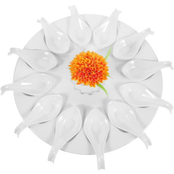 SEWACC Seafood Trays Egg Display Platter White Plastic for Hotels 1Set