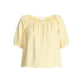 thumbnail image 5 of Time and Tru Women's Linen Blend Blouse with Scalloped Hem, Sizes XS-XXXL, 5 of 5