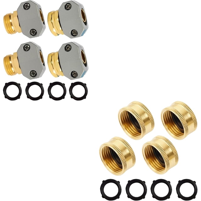 Garden Hose Aluminum Repair Kit Brass End Caps Spigot Stopper Bundle