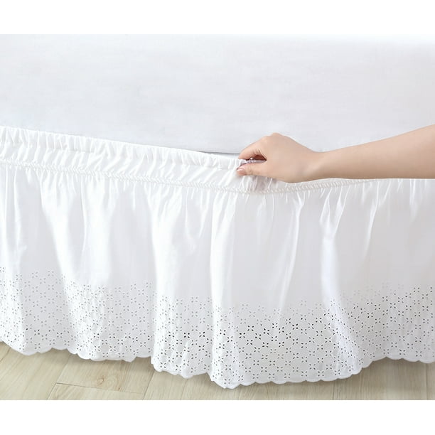 Solid Cotton Poly Bedskirt Adjustable, How Do You Put A Dust Ruffle On An Adjustable Bed