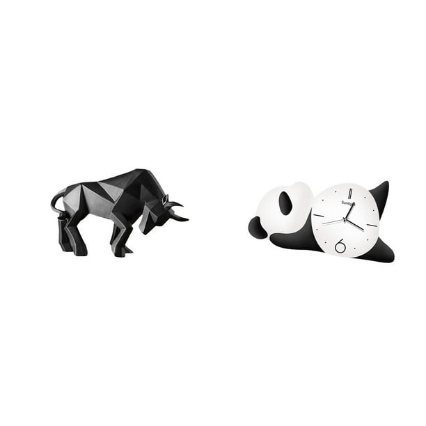 Estatua de toro,Estatua de toro,figura decorativa para escritorio,Arte decorativo coleccionable para el hogar y la oficina,Reloj de pared,Reloj de pared de panda,decoración para el hogar,lindo