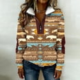 thumbnail image 3 of Western Aztec Style Full Zip Hoodless Sweatshirt Long Sleeve Pullover Casual Streetwear Top for Ladies,Coffee,S, 3 of 7