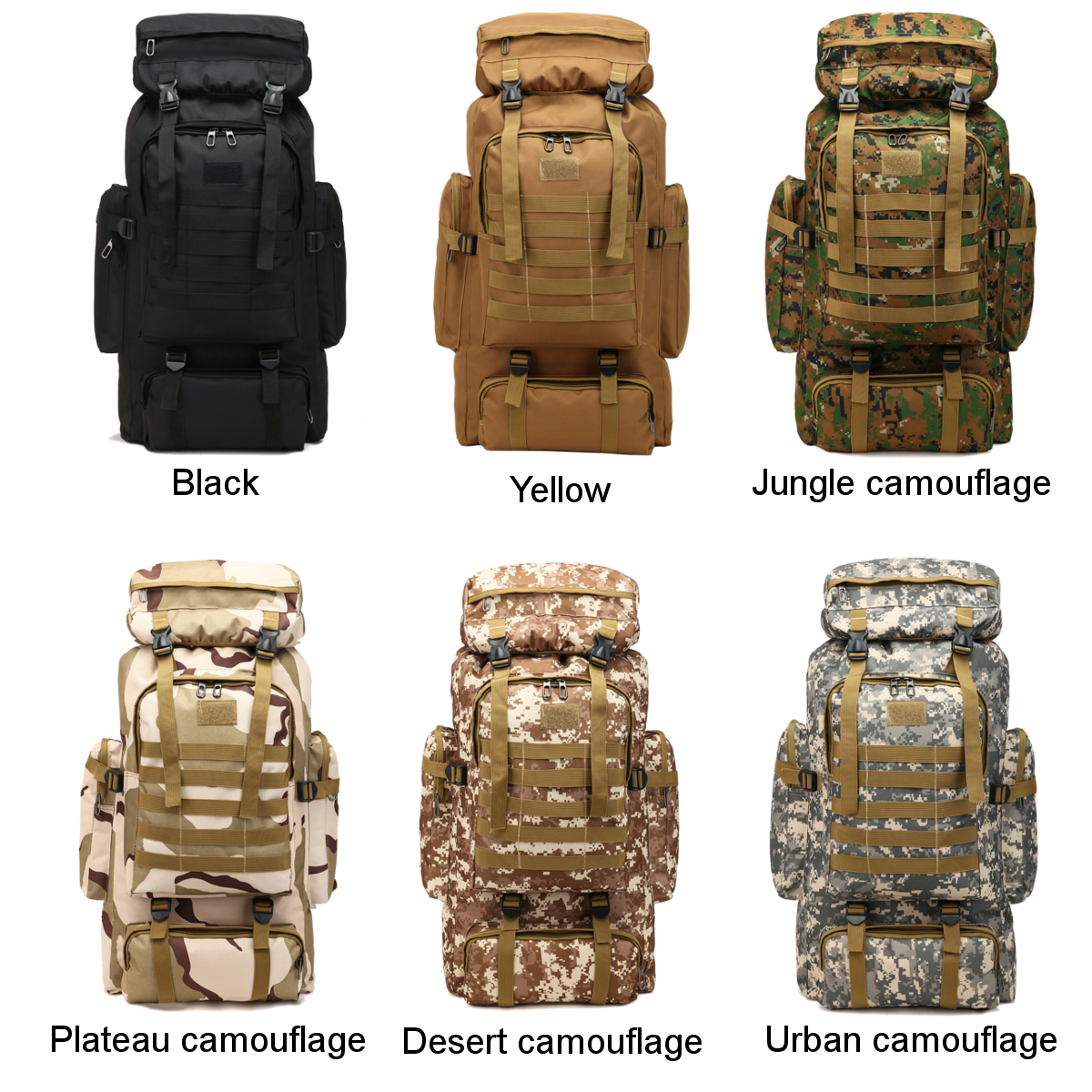 Military Tactical Backpack Novashion 80L Large Capacity Camping Hiking Backpack Rucksack Waterproof Traveling Daypack for Outdoor, Gift for Boy and Girl - image 2 of 8