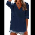 thumbnail image 1 of Sudadera con Capucha para Mujer, de Larga, Cuello en V y Bolsillos, para Playa Azul Oscuro XL, 1 of 8