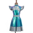 thumbnail image 4 of Hansber Déguisement pour Filles Enfants Alien Robe Métallisée à Manches Cap Halloween Espace Extra-Atmosphérique Robot Astronaute Tenue de Cosplay Argent 14, 4 of 7