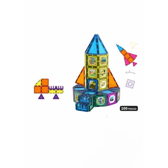 Magnetic Tiles 100 PCS , Educational Magnet BuildingToys, Magnet Puzzles Stacking Blocks for Boys Girls