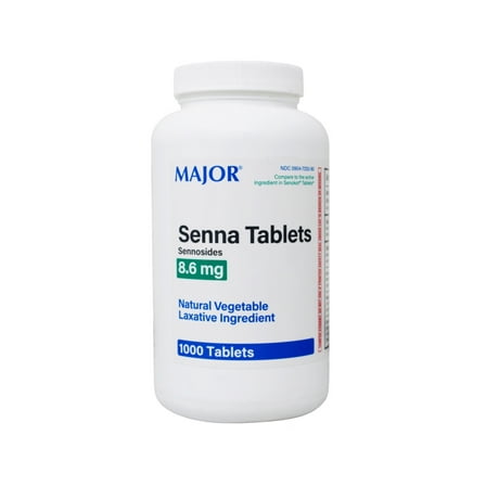 MAJOR Senna Tablets 8.6 MG Natural Vegetable Laxative Ingredient 1000 Tablets
