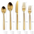 thumbnail image 2 of Scheam 5 Pcs Matte Satin Finish Flatware,Stainless Steel Knives Forks and Spoons Set,Mirror Polished Tableware for Home Kitchen Restaurant, Dishwasher Safe (Gold), 2 of 7