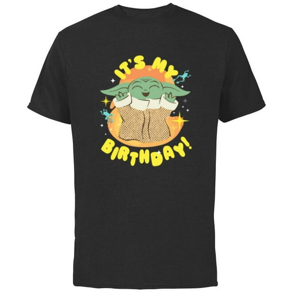 Star Wars Mandalorian Grogu Happy Frogs It’s My Birthday! - Short Sleeve Cotton T-Shirt for Adults - Customized-Black