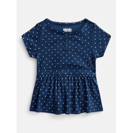 Wonder Nation Girls' Peplum Top with Short Sleeves, Sizes XS-XXL & Plus