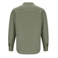 thumbnail image 6 of Txeol Men's Cotton Long Sleeve Shirts Casual Button Down Banded Collar Shirt Solid Color Tops with Pocket Business Outfits,Army Green,XXXL, 6 of 7