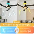 thumbnail image 4 of DWVO 52in Black Ceiling Fans with Light and Remote, Dimmable Fanlight for Indoor Outdoor, Light Fan with Memory Function, 3 Blades, 4 of 10