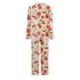 thumbnail image 4 of Puntoco Conjuntos de pijama cómodos para mujer Conjunto de pijama informal con cuello en V y pantalones largos con estampado navideño para mujer, 4 of 5