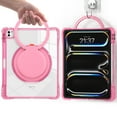 thumbnail image 4 of for iPad Air 11" 2025/2024 Case with Stand & Portable Handle, Protective Clear Shockproof Dropproof Rugged Shoulder Strap Kids Friendly Cover for iPad Pro 11" 2022/2021/2020/2018, Rose, 4 of 15