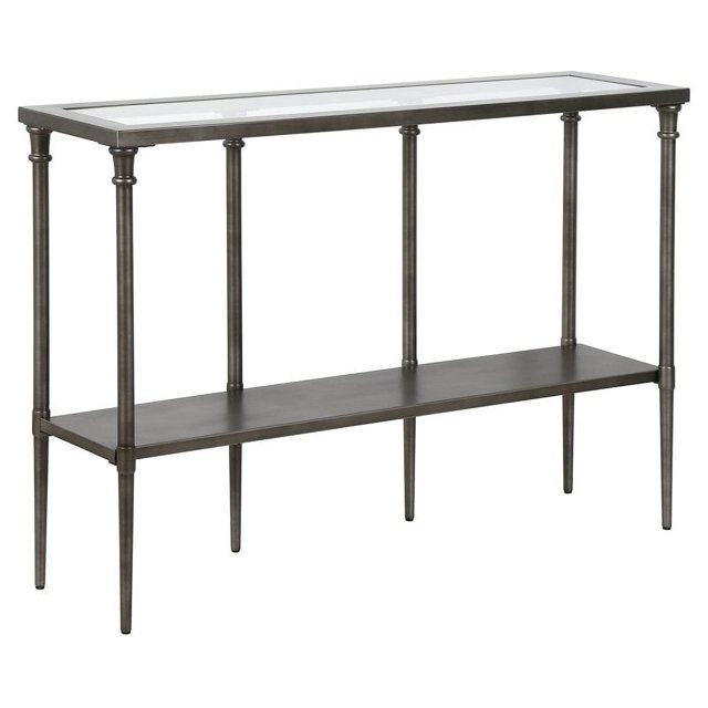 Pemberly Row Moderne Vintage Vieilli Table Console en Acier et Métal Gris