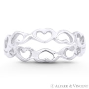 3.5mm Heart Charm Stackable Eternity Band in .925 Sterling Silver