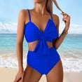thumbnail image 2 of COMVALUE Womens Bikini Set High Waisted Swimwear Tie Knot High Rise Two Piece Swimsuits Bathing Suits (Blue, XS), 2 of 8