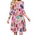 thumbnail image 1 of Ice-Cream Pattern Sweetheart Knot Flared Dress Fashion Design Large Size Loose Dress Summer Ice Icecream Ice Cream Sundae, 1 of 4
