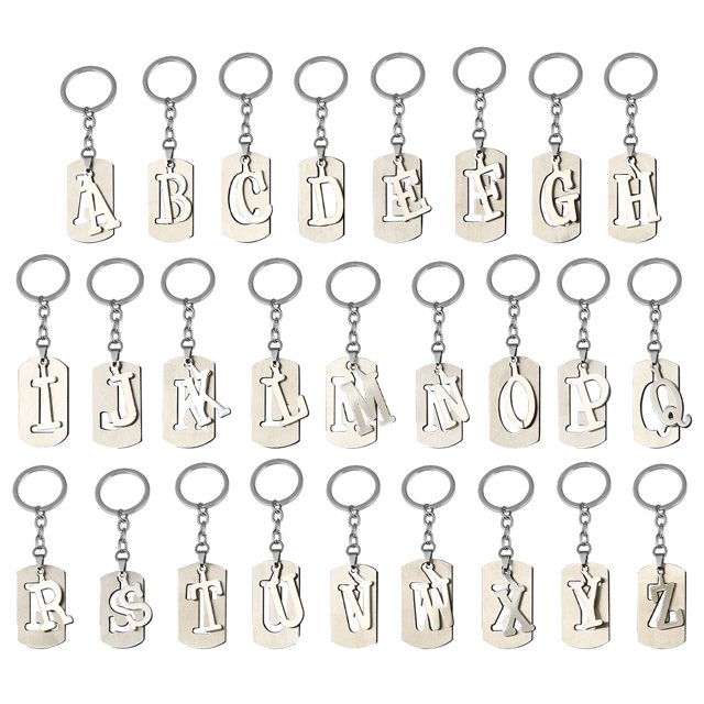 Llavero con letras A-Z dijes plateados acero inoxidable para llaves bolso mochila