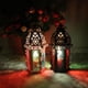 thumbnail image 2 of Lámpara de araña tipo farol ~ Candelabro, candelabro, portavelas, luz Marco Negro Vidrio Color, 2 of 9