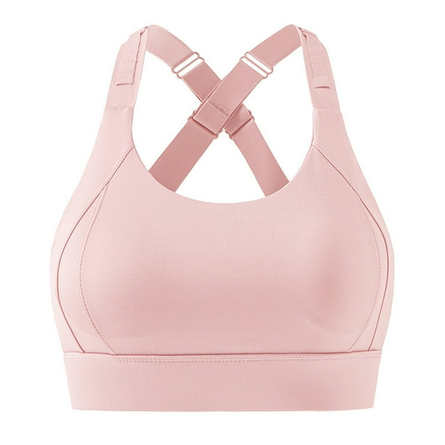 Xfvqtps Brassière de Sport pour Femmes Bretelles Croisées Ajustables Rembourrée Respirante Maintien Élevé Yoga Athlétique Exercice Bras Rose