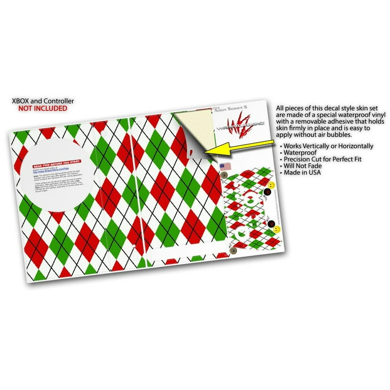 WraptorSkinz Skin Wrap compatible with the 2020 XBOX Series S Console and  Controller Argyle Red and Green (XBOX NOT INCLUDED)