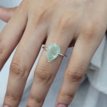 Natural Aquamarine Pear Cut Teardrop Engagement Ring - 925 Sterling Silver Art deco Ring - Gemstone Ring - Anniversary Ring