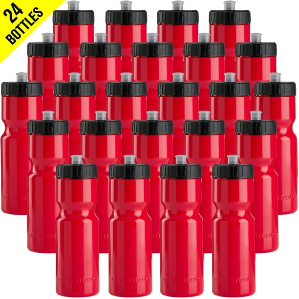 50 Strong Sports Squeeze Water Bottle Bulk Pack 24 Bottles 22 oz