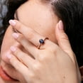 thumbnail image 3 of ANGARA Natural 2 ct Blue Sapphire Split Shank Ring with Diamond Accents in 14K Rose Gold for Women (Size-9x7mm) | September Birthstone, Anniversary, Jewelry Gift for Women | Natural Sapphire Ring, 3 of 11