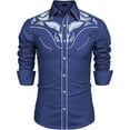 thumbnail image 4 of JLFKNG Summer Shirts For Men Fashion Western Style Printed Shirt Tops For Men Breathable Slim Fit Long Sleeve Shirt Buttons Up Lounge Clothing Fot Men, 4 of 4