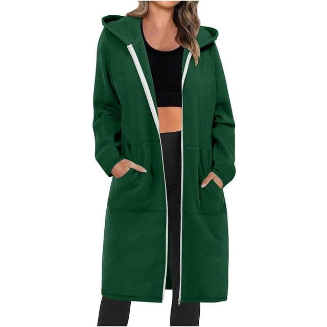 FAIWAD Sweat à Capuche Décontracté pour Femmes, Fermeture Éclair, Manches Longues, Grande Taille, avec Poches