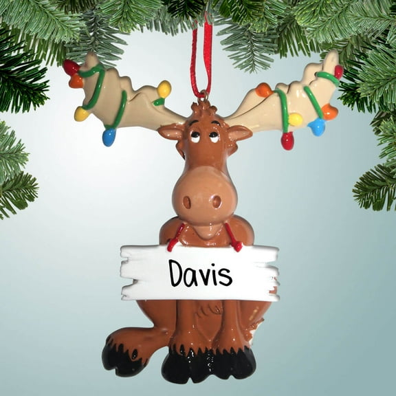 Christmas Moose Wrapped in Lights - Personalized Christmas Ornament - Perfect Stocking Stuffer - Great Gift Ideas