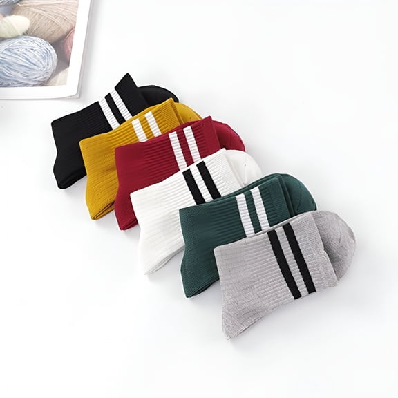 TELOLY Casual Striped Women Sock Soft Cotton Striped Soft Striped Crew Socks Casual Sports Short Socks Striped Socks Women