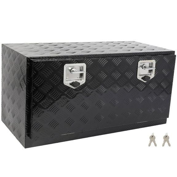 ECCPP 36inch Heavy Duty Aluminum Truck Bed Tool Box, RV Storage Organizer Trailer Storage ToolBox W/Lock & Keys, Underbody Flatbox Truck Car Outdoor Trailer Pickup (Black)