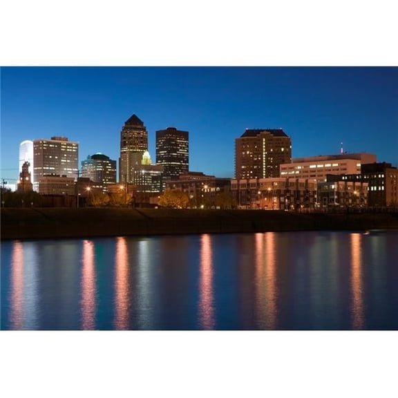Buildings At The Waterfront Des Moines River Des Moines Iowa USA Poster Print 27 x 9
