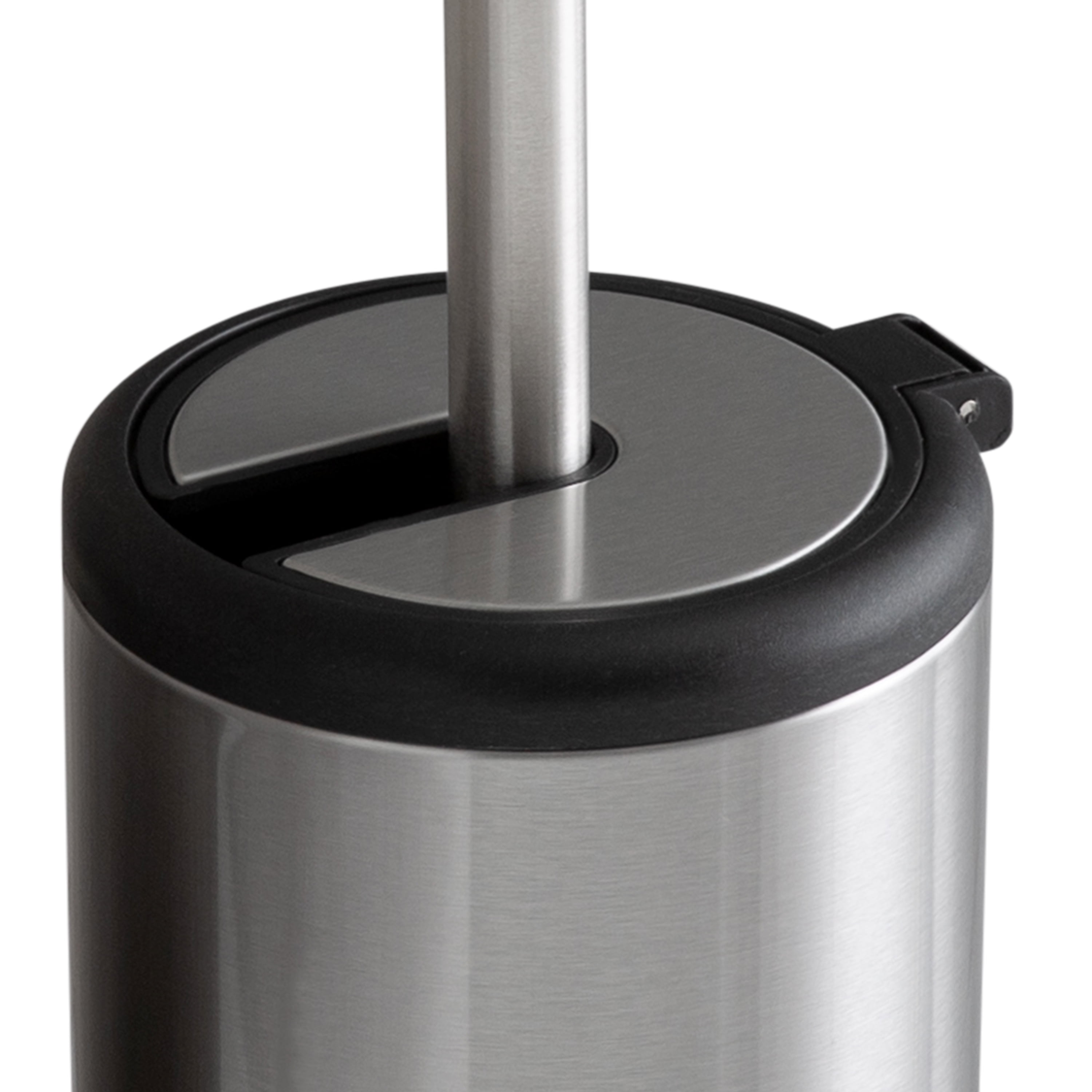 Bath Bliss Self Closing Lid Toilet Brush and Holder with 2 Pack Replacement Brushes in Stainless Steel