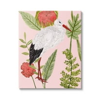 Stupell Industries Pink Varied Botanical Bird Graphic Art Gallery Wrapped Canvas Print Wall Art, Design by Melissa Wang